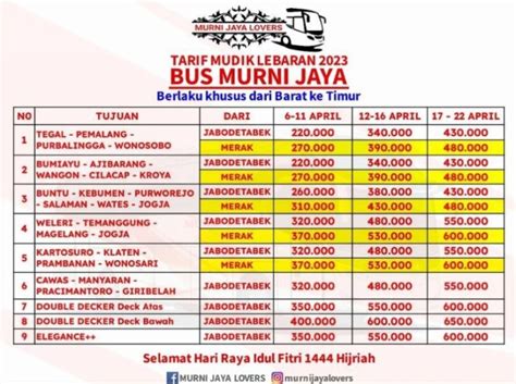 Agen bus murni jaya karawang  Harga Tiket Bus Murni Jaya dari Jakarta